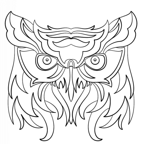 Abstract Owl Coloring Page